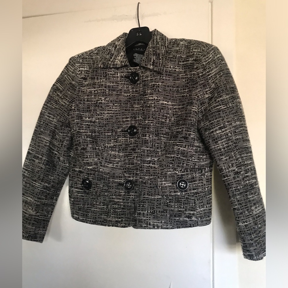 LAUNDRY BY SHELLI SEGAL Women's Black and White Tweed Jacket Size 4